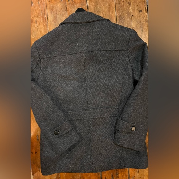 Jianyi Men's Winter Pea Coat Slim Fit Single Breasted Wool Jacket Size Large - Picture 4 of 10